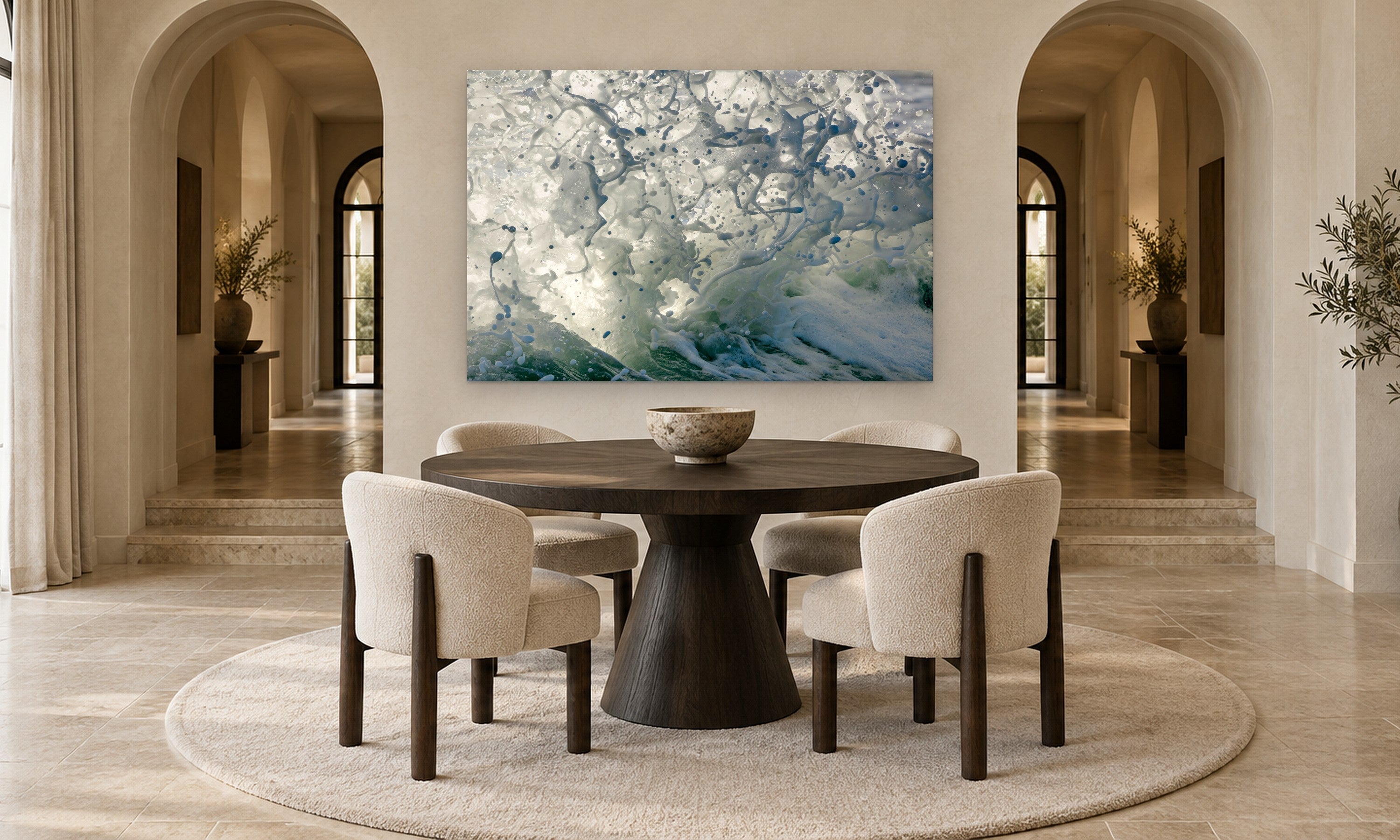 Water Matrix by Aaron Chang, shown in an arched dining room