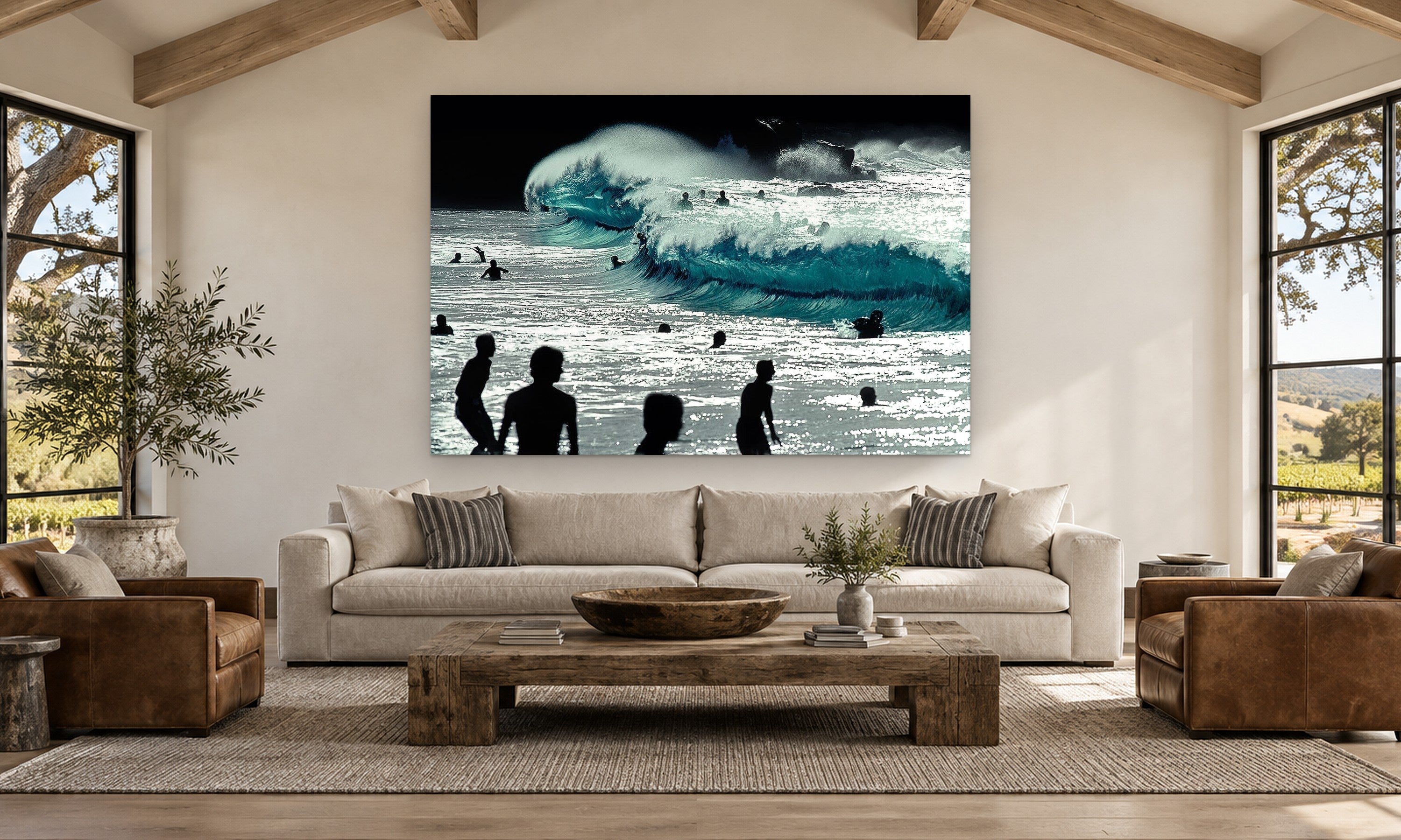 Waimea Silhouettes by Aaron Chang, shown in a farmhouse great room