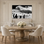 Waimea Silhouettes B&W by Aaron Chang, shown in a Parisian dining room