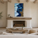 Wild Coast by Aaron Chang, shown in a beamed living room with a fireplace