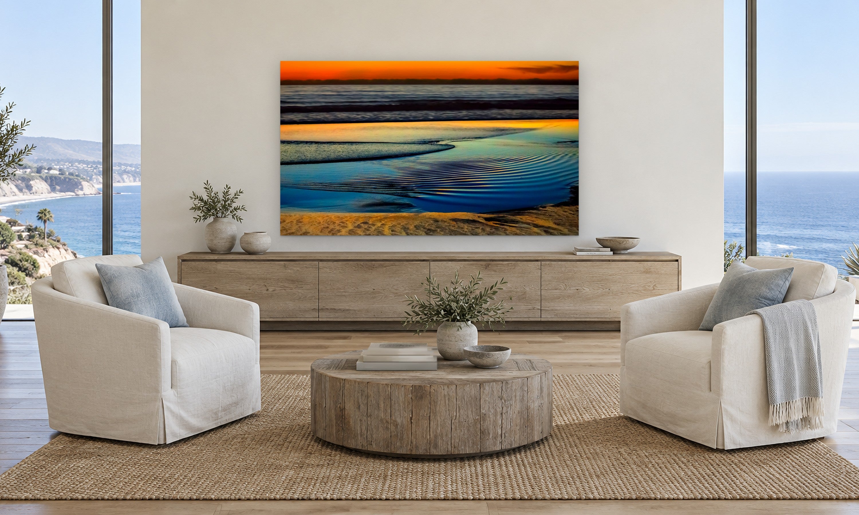 Whisper by Aaron Chang, shown in a coastal family room
