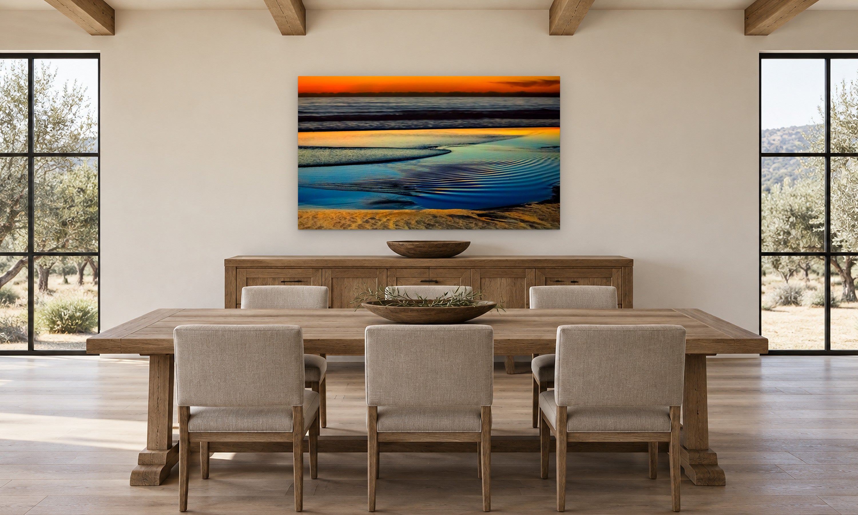 Whisper by Aaron Chang, shown in a farmhouse dining room
