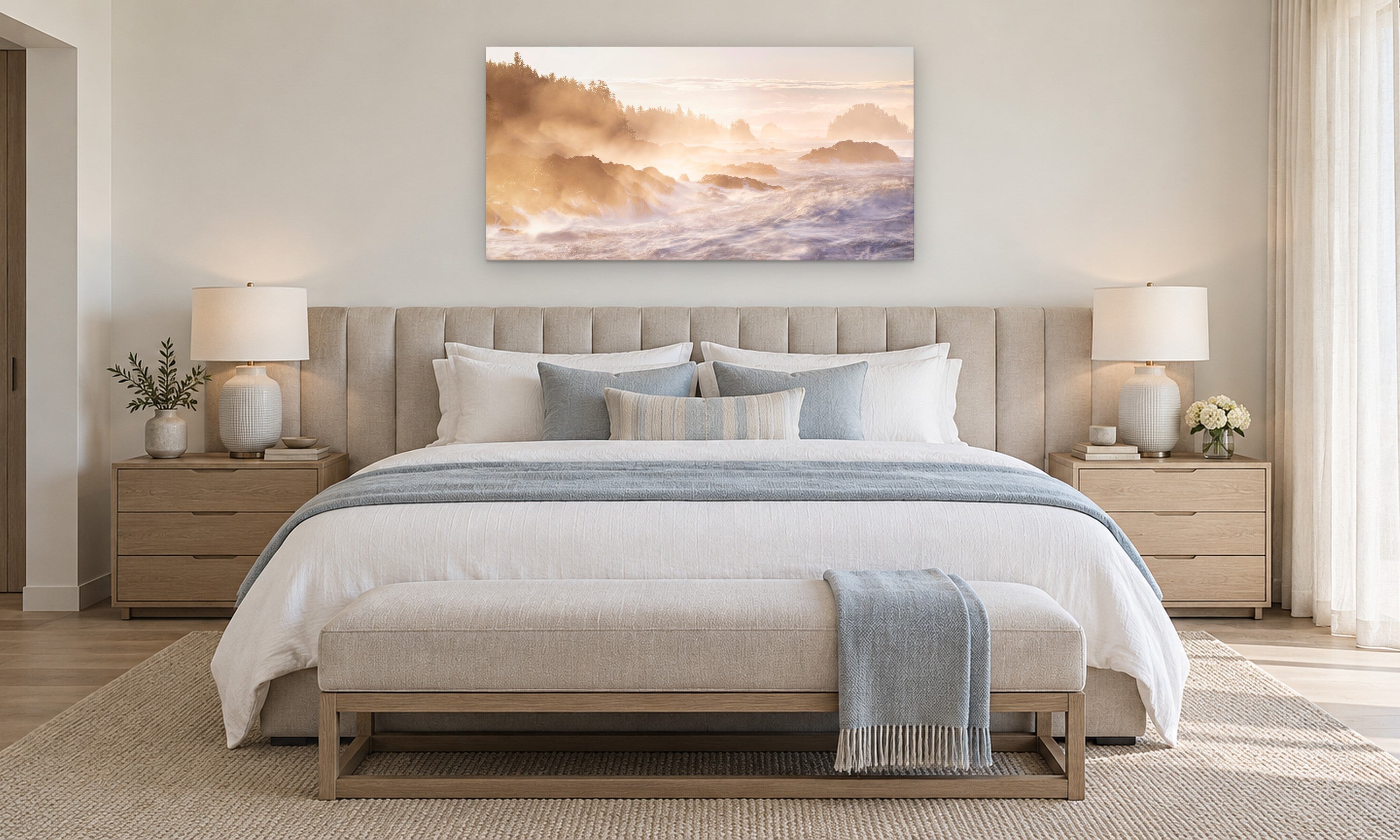 Wild at Heart by Aaron Chang, shown in a coastal bedroom