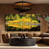 Aspen Mirror by Aaron Chang shown framed on a wall in a room setting