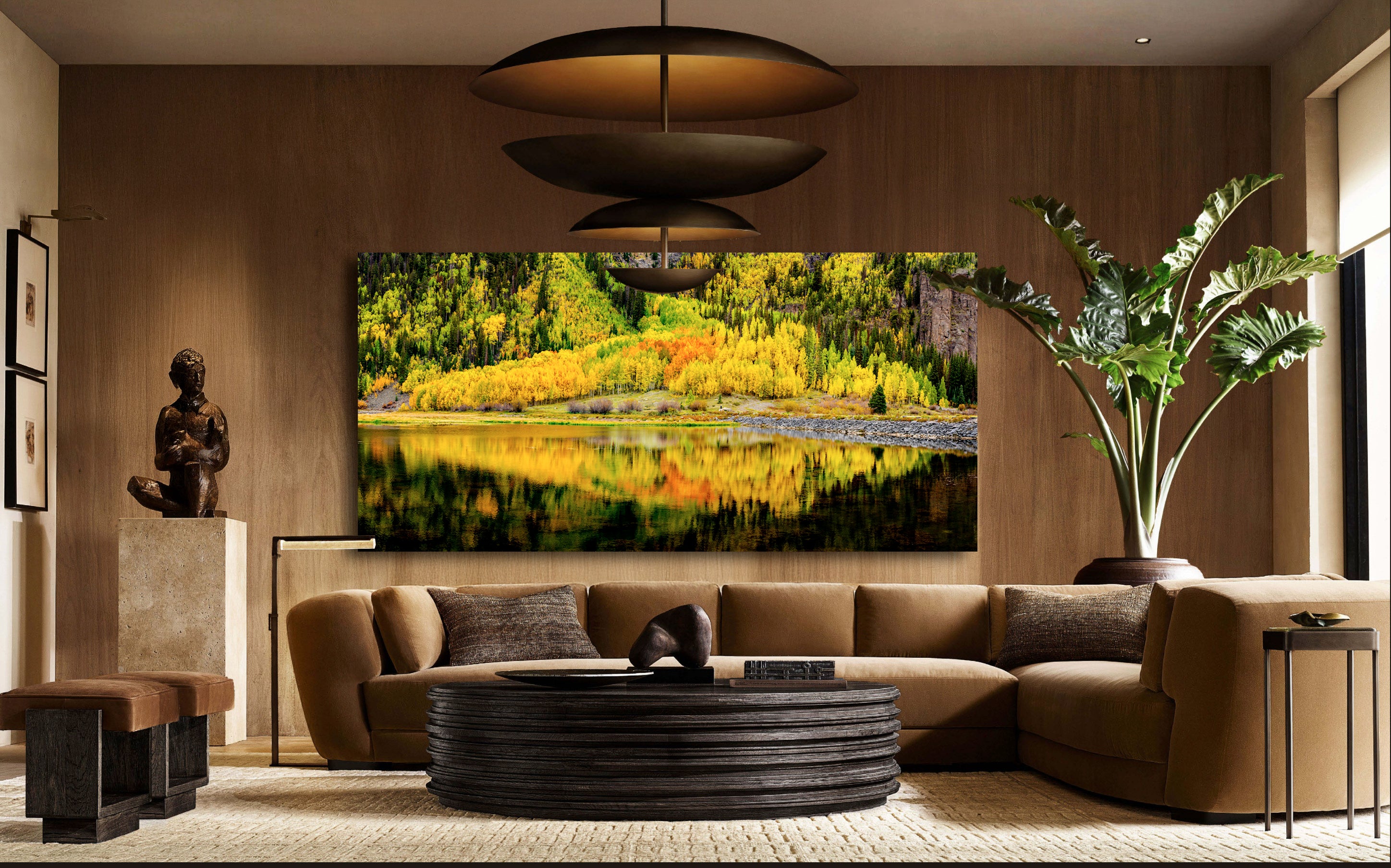 Aspen Mirror by Aaron Chang shown framed on a wall in a room setting