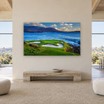 7th Hole by Aaron Chang, shown in a gallery loft