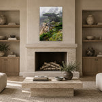 Awakening by Aaron Chang, shown in a living room with a stone fireplace