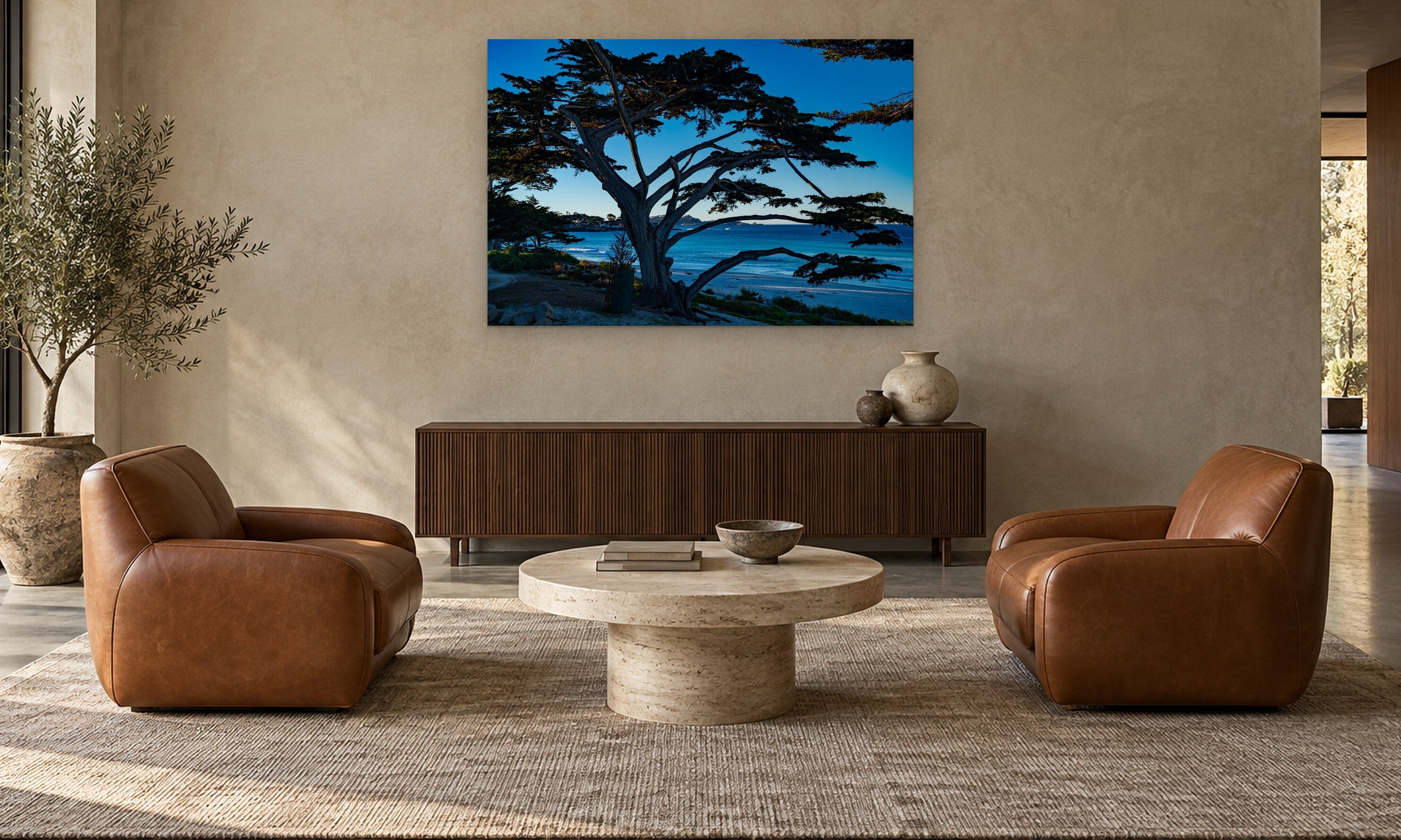 Beach Tree by Aaron Chang, shown in a collector’s lounge