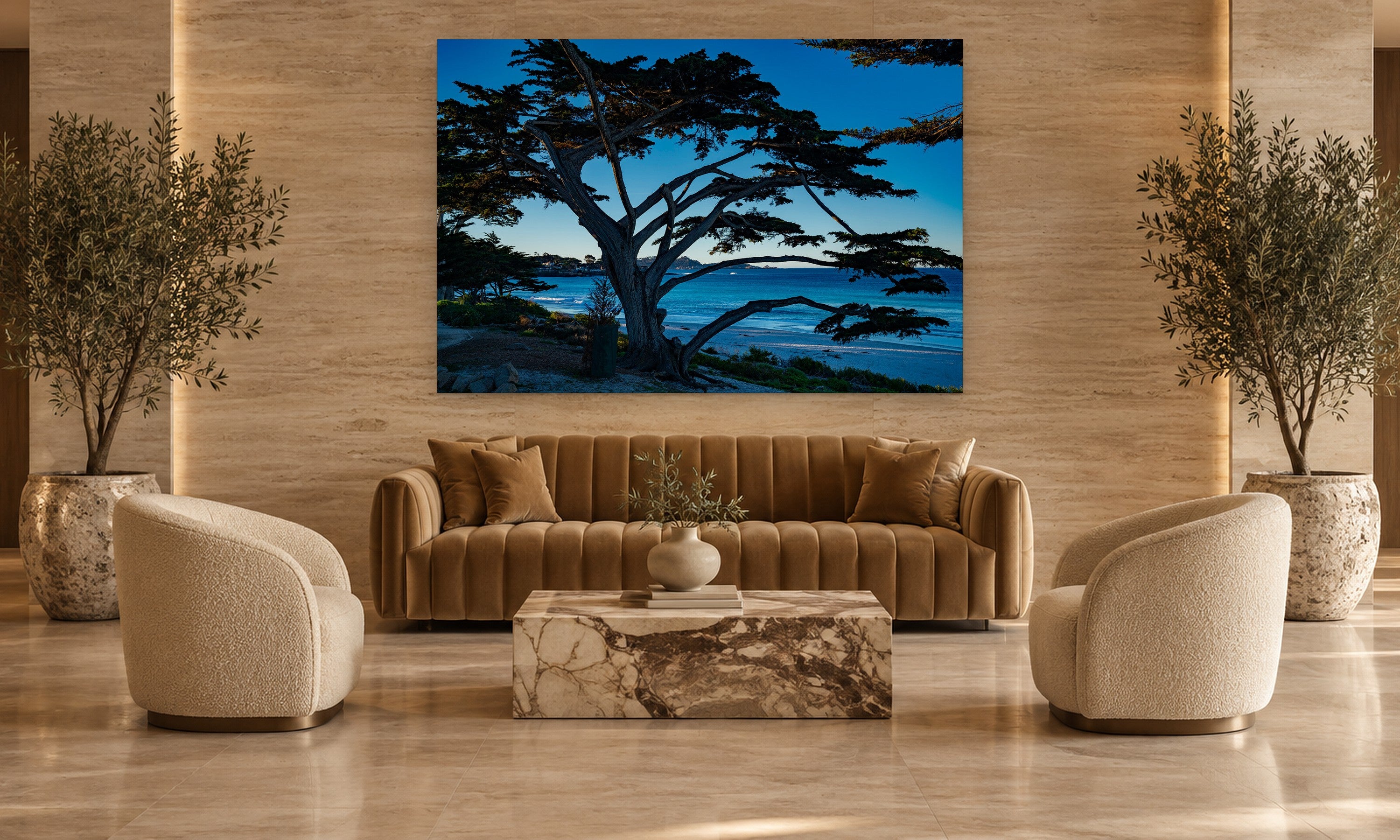 Beach Tree by Aaron Chang, shown in a hotel lobby