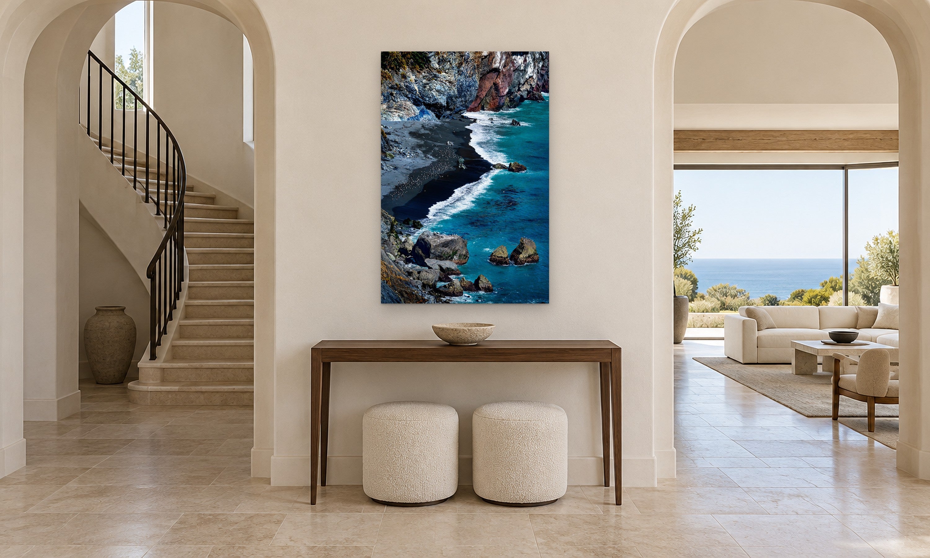 Big Sur Lucia Coast by Aaron Chang, shown in an arched entry hall