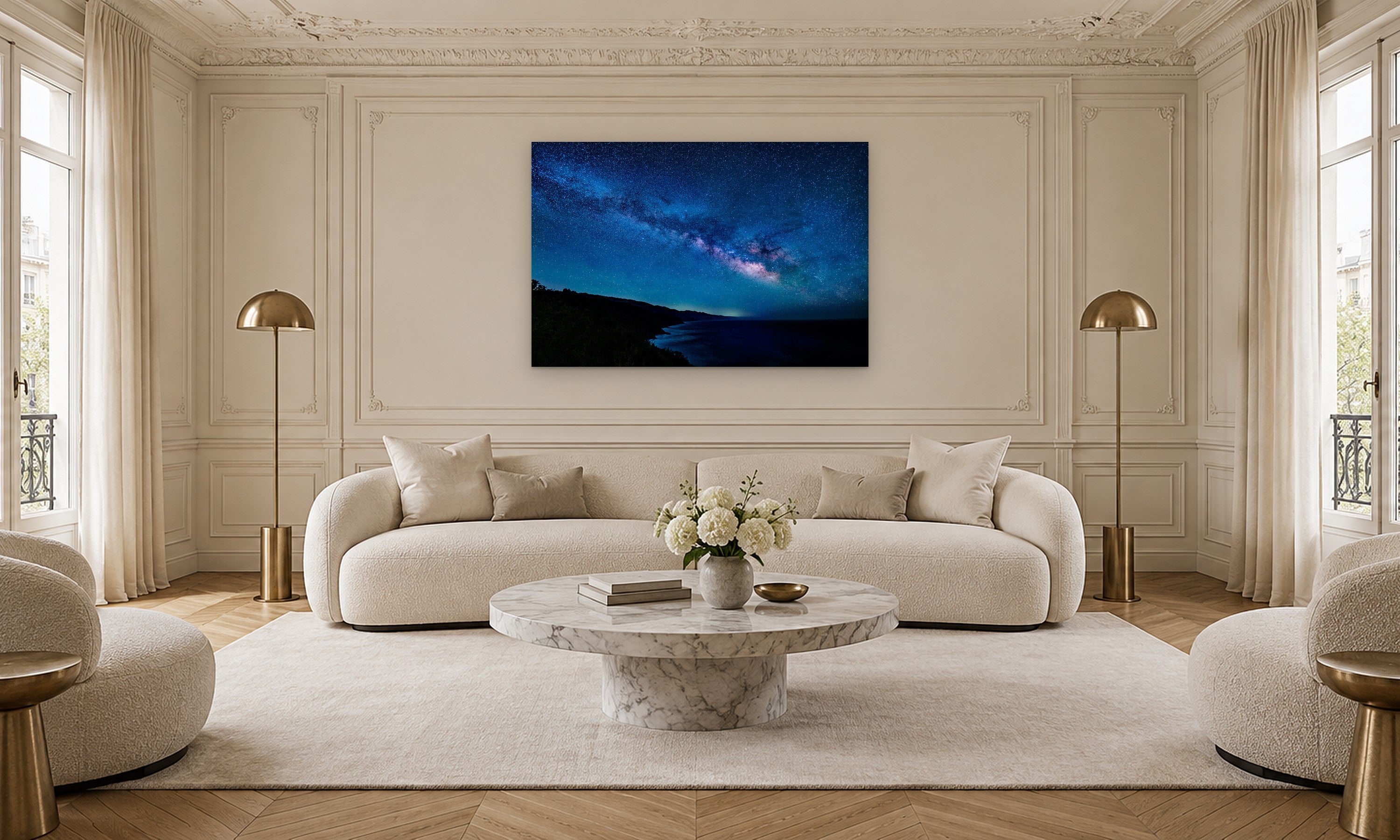 Big Sur Milky Way by Aaron Chang, shown in a Parisian living room