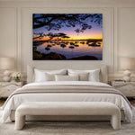 Boats Sunrise by Aaron Chang, shown in a Parisian bedroom