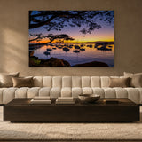 Boats Sunrise by Aaron Chang, shown in a modern lounge
