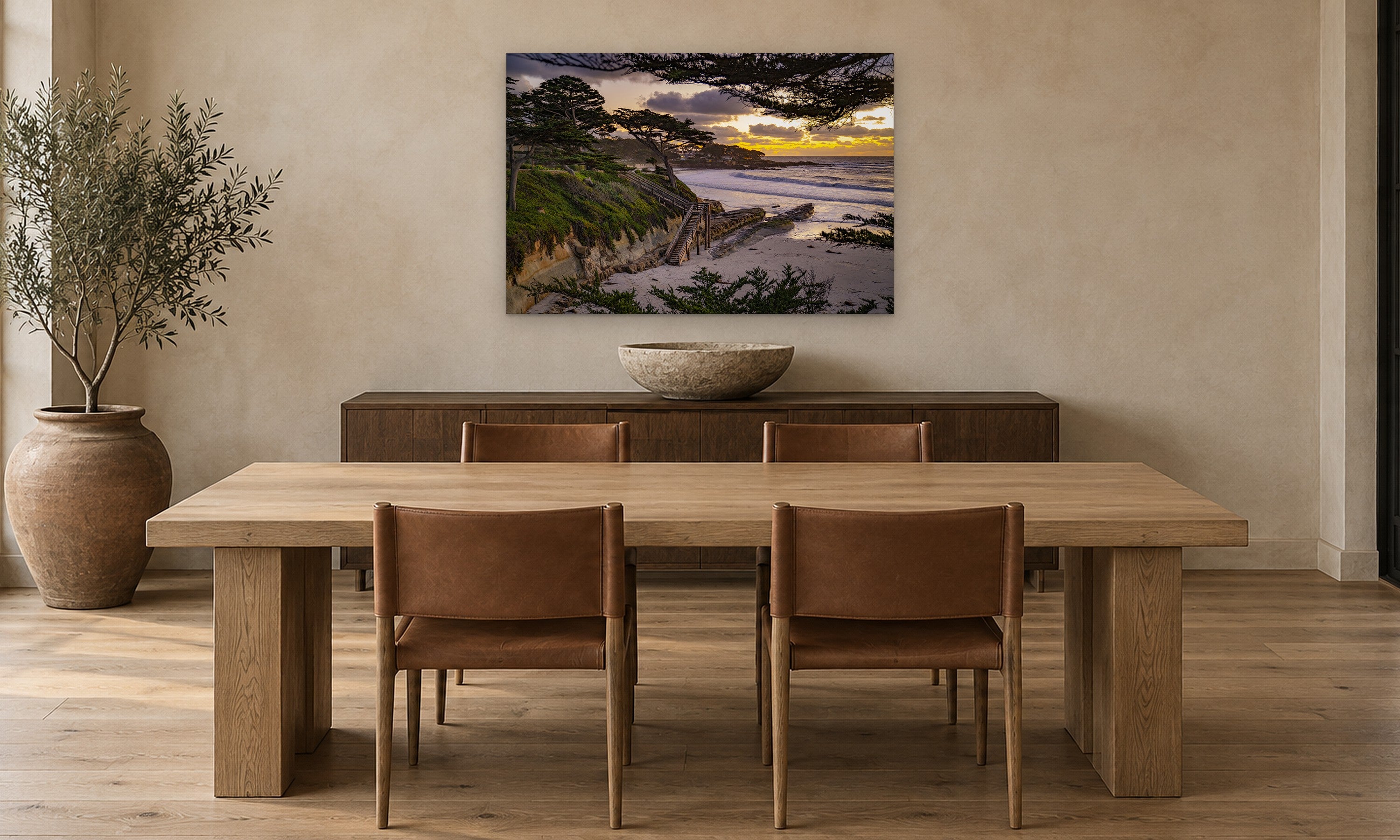 Beach Stairs by Aaron Chang, shown in a modern dining room