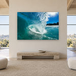 Carmel Blue by Aaron Chang, shown in a gallery loft