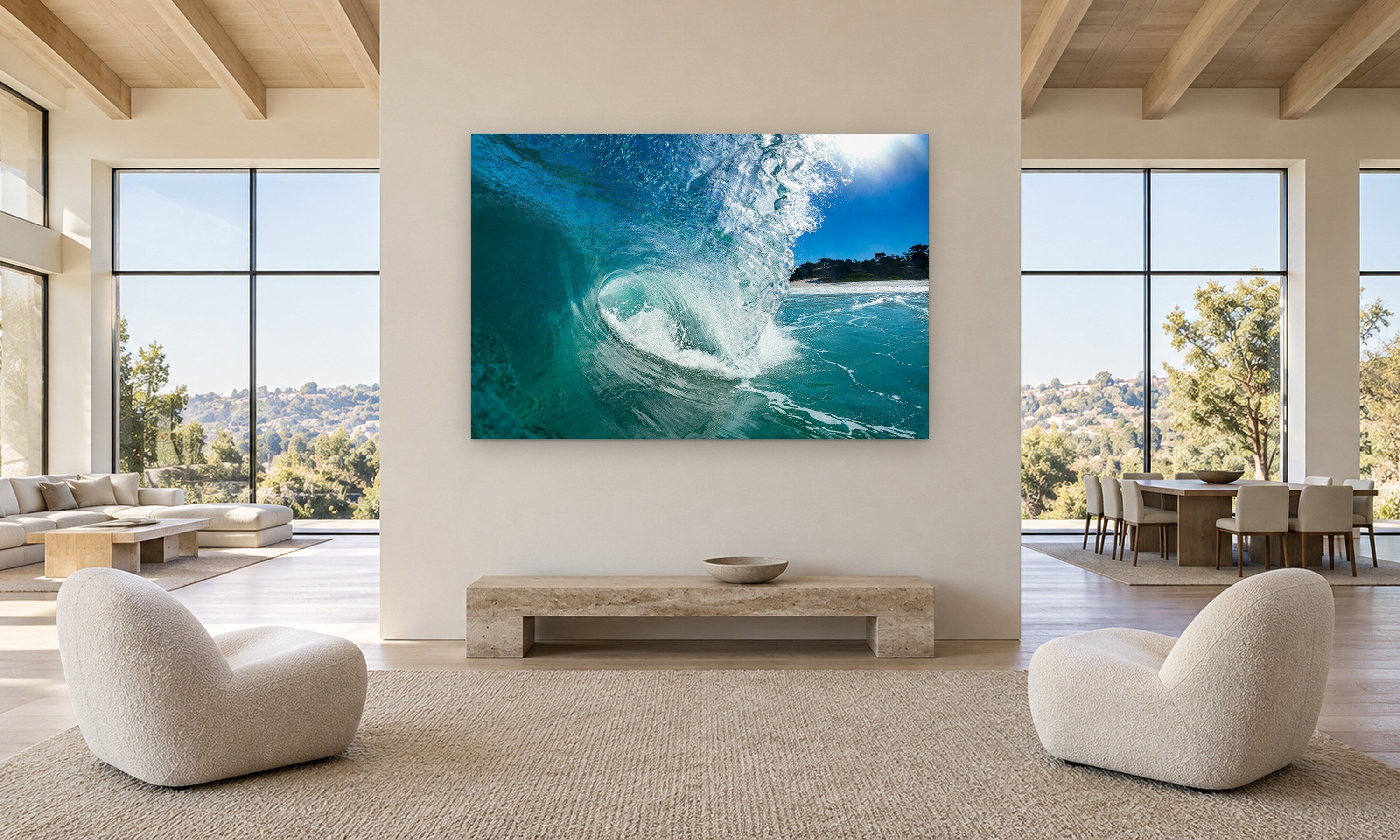 Carmel Blue by Aaron Chang, shown in a gallery loft