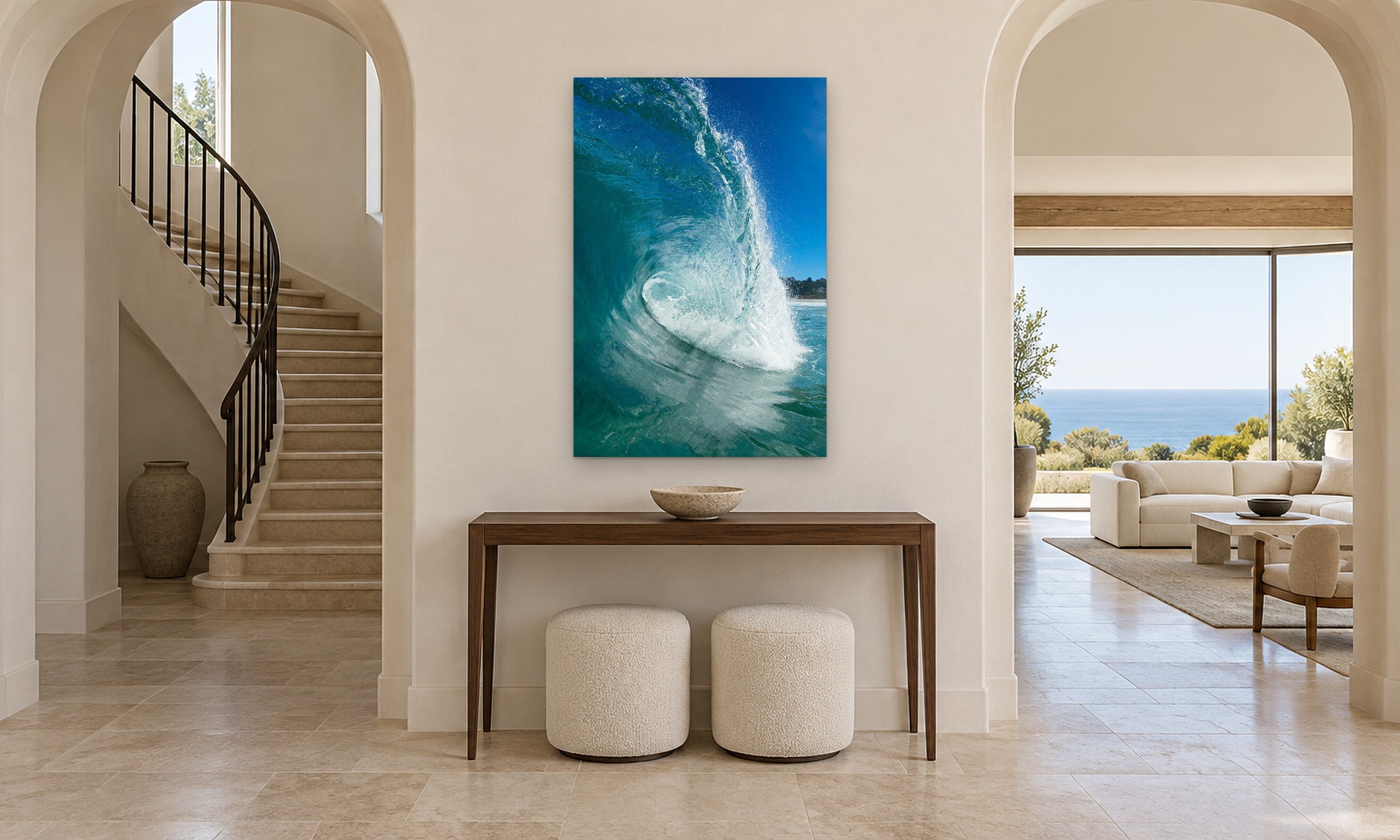 Carmel Crystal by Aaron Chang, shown in an arched entry hall