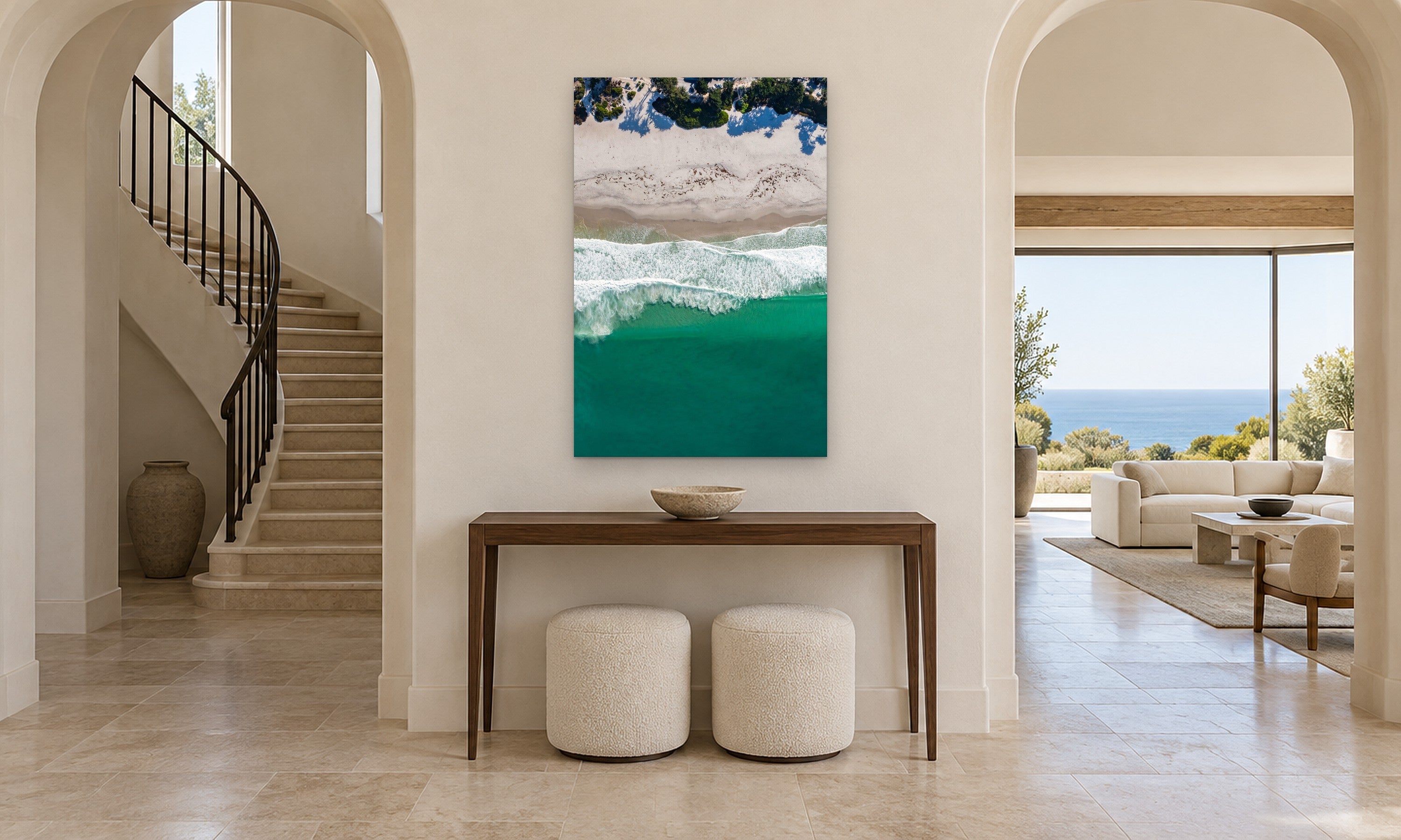 Carmel Morning by Aaron Chang, shown in an arched entry hall
