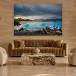 Carmel River Reserve by Aaron Chang, shown in a hotel lobby