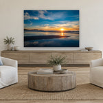 Carmel Beach Sunset by Aaron Chang, shown in a coastal family room