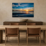 Carmel Beach Sunset by Aaron Chang, shown in a modern dining room