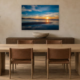 Carmel Beach Sunset by Aaron Chang, shown in a modern dining room