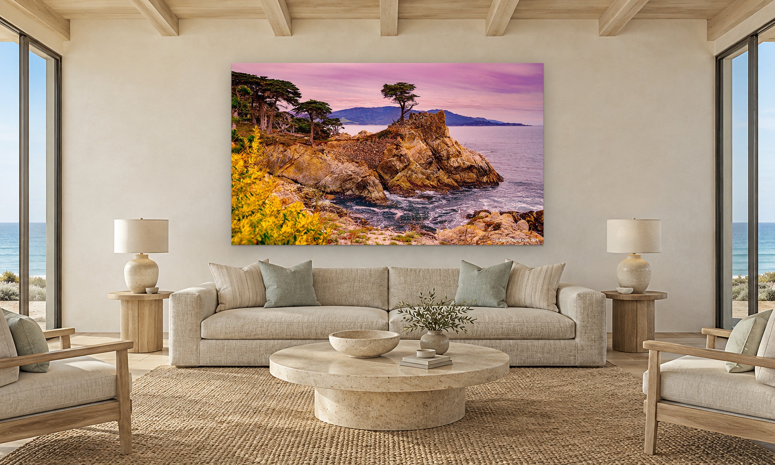 Harmony by Aaron Chang, shown in a coastal living room