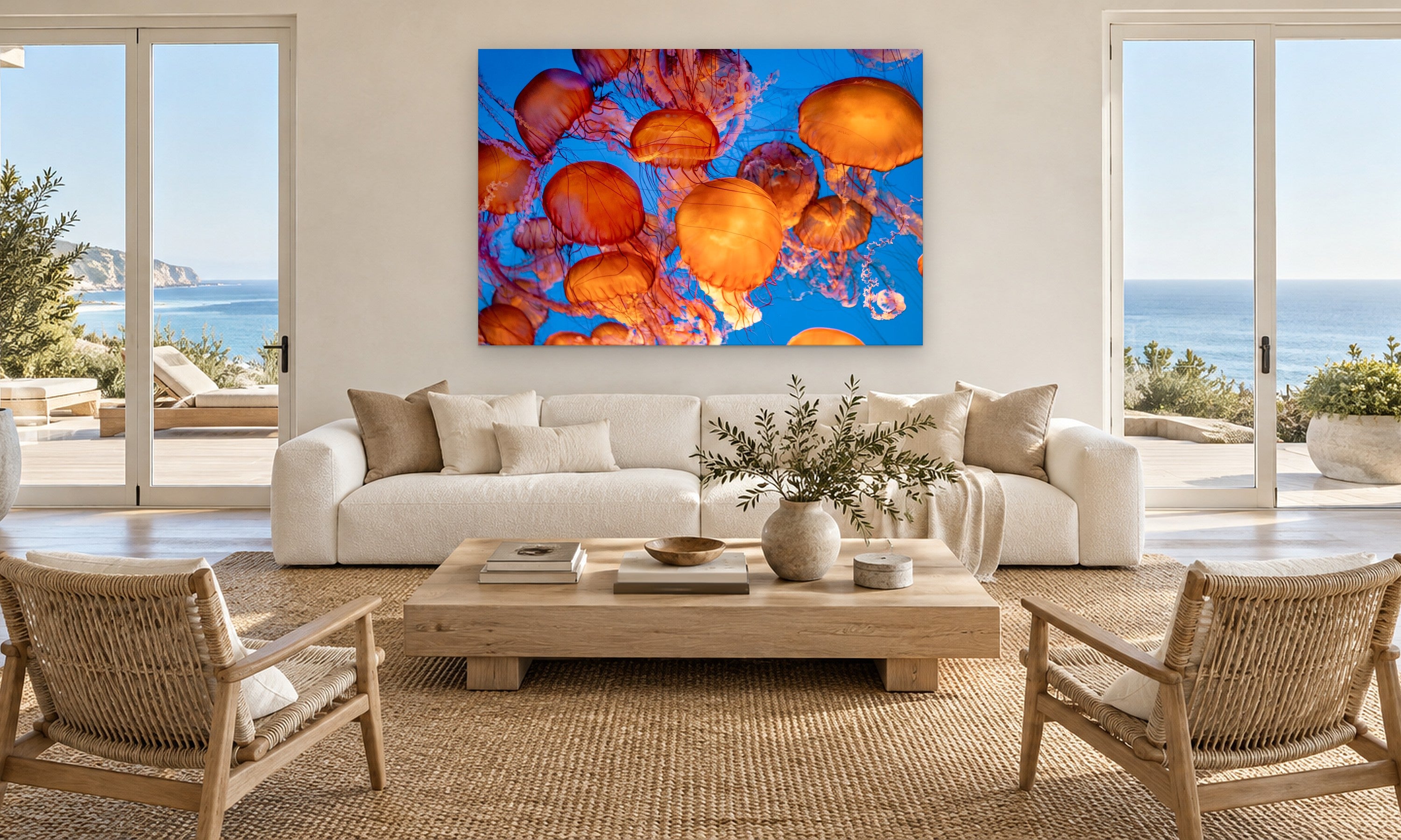 Jelly Pop by Aaron Chang, shown in an ocean-view great room
