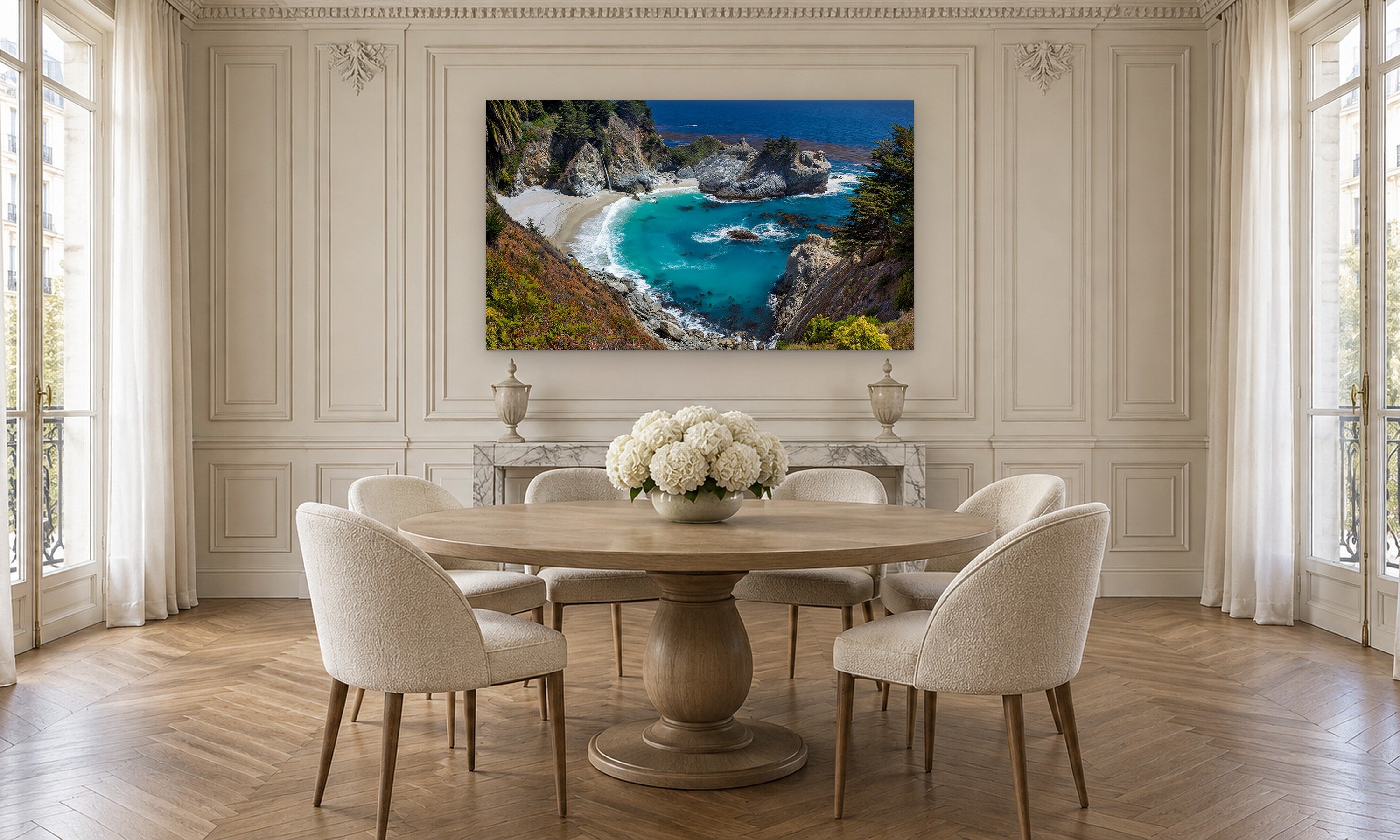Julia Pfeiffer Burns State Park by Aaron Chang, shown in a Parisian dining room