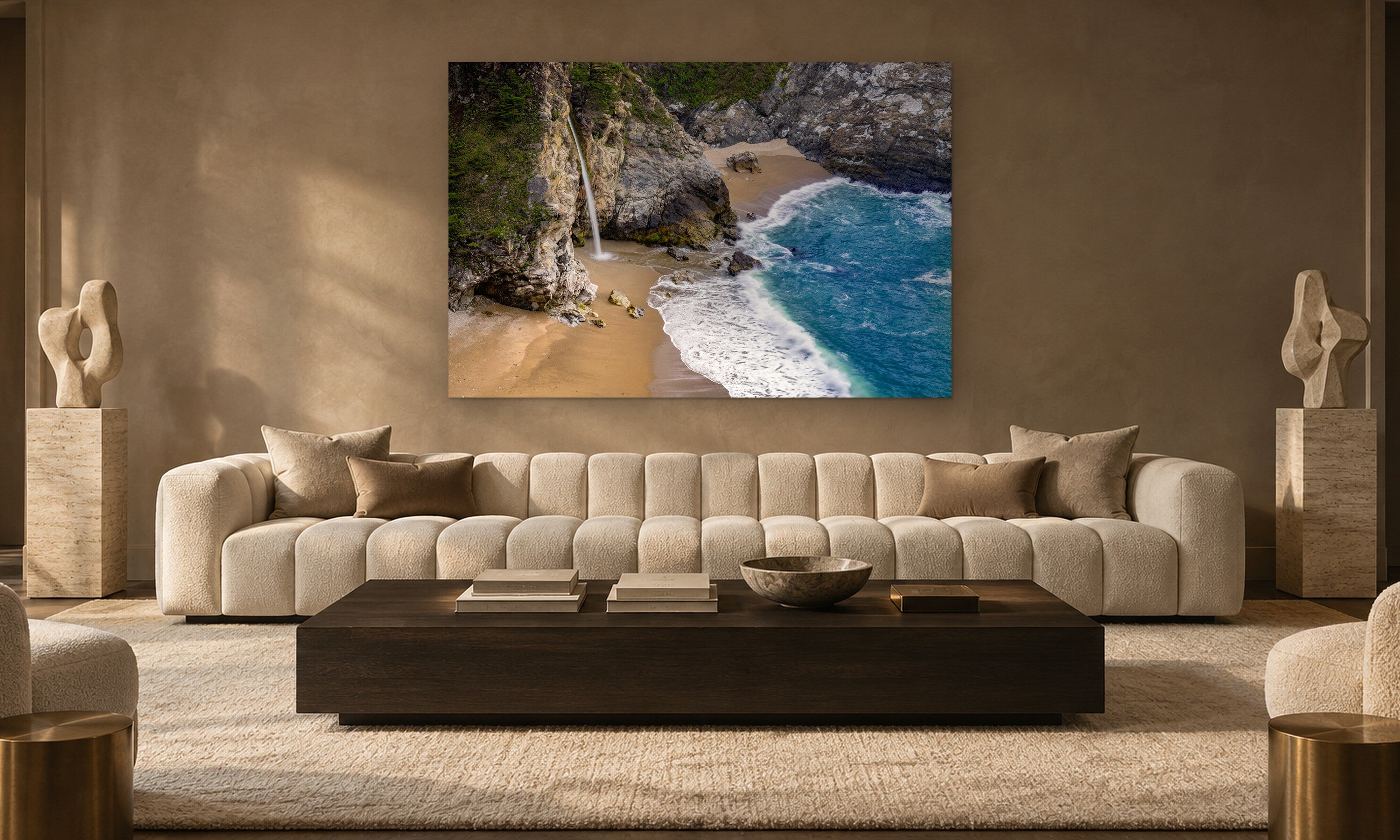 McWay Falls Detail by Aaron Chang, shown in a modern lounge
