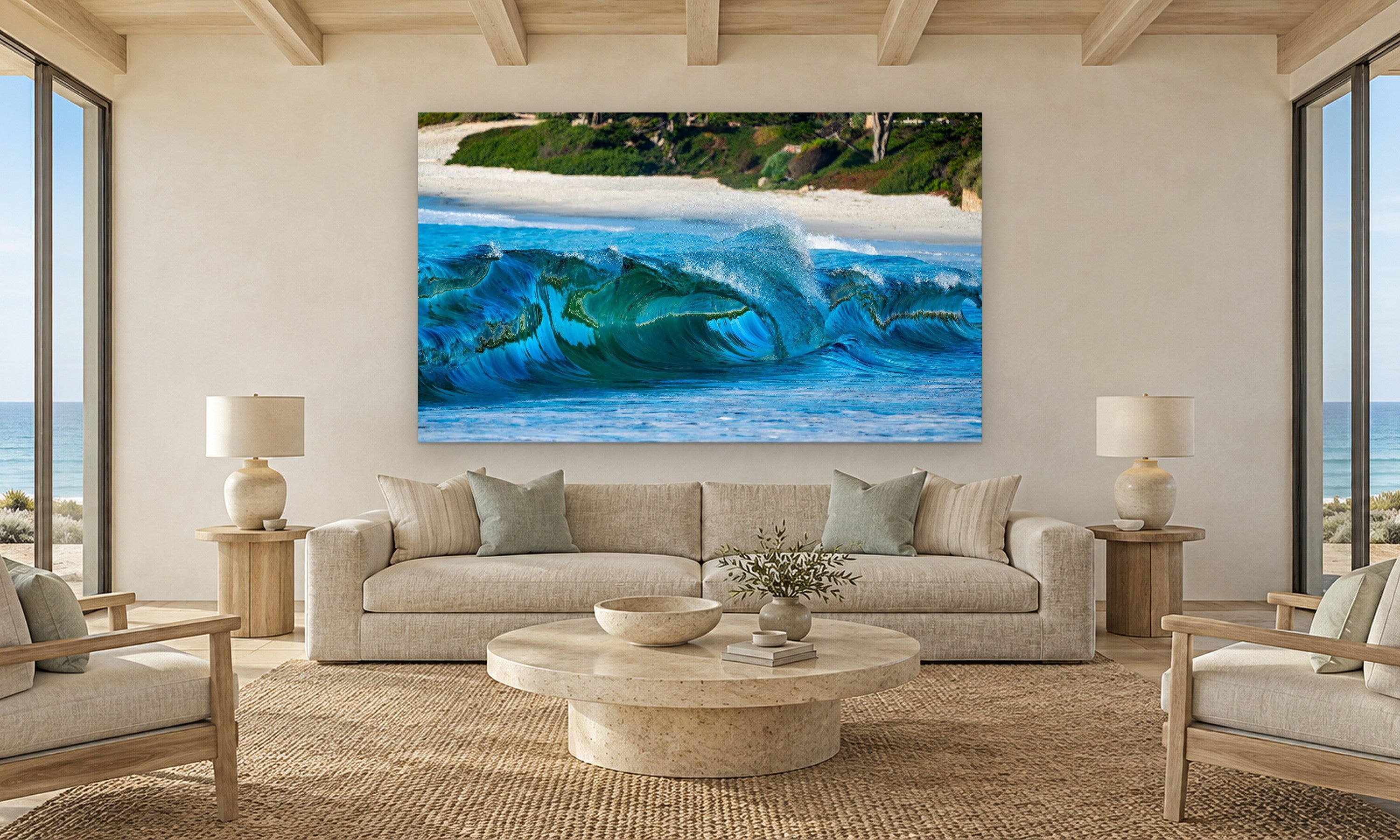 Pacific Green by Aaron Chang, shown in a coastal living room