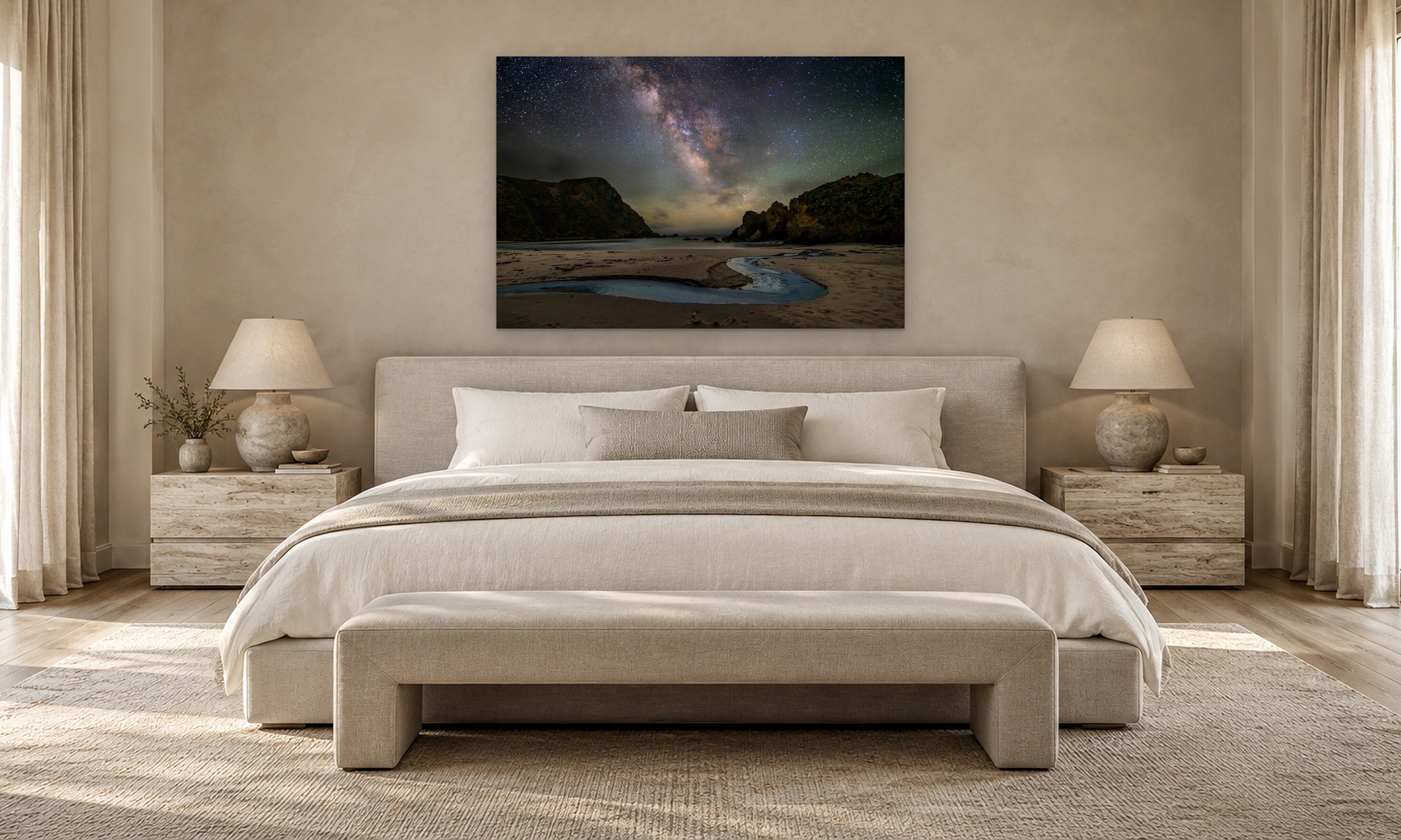 Pfeiffer Night Sky by Aaron Chang, shown in a serene bedroom
