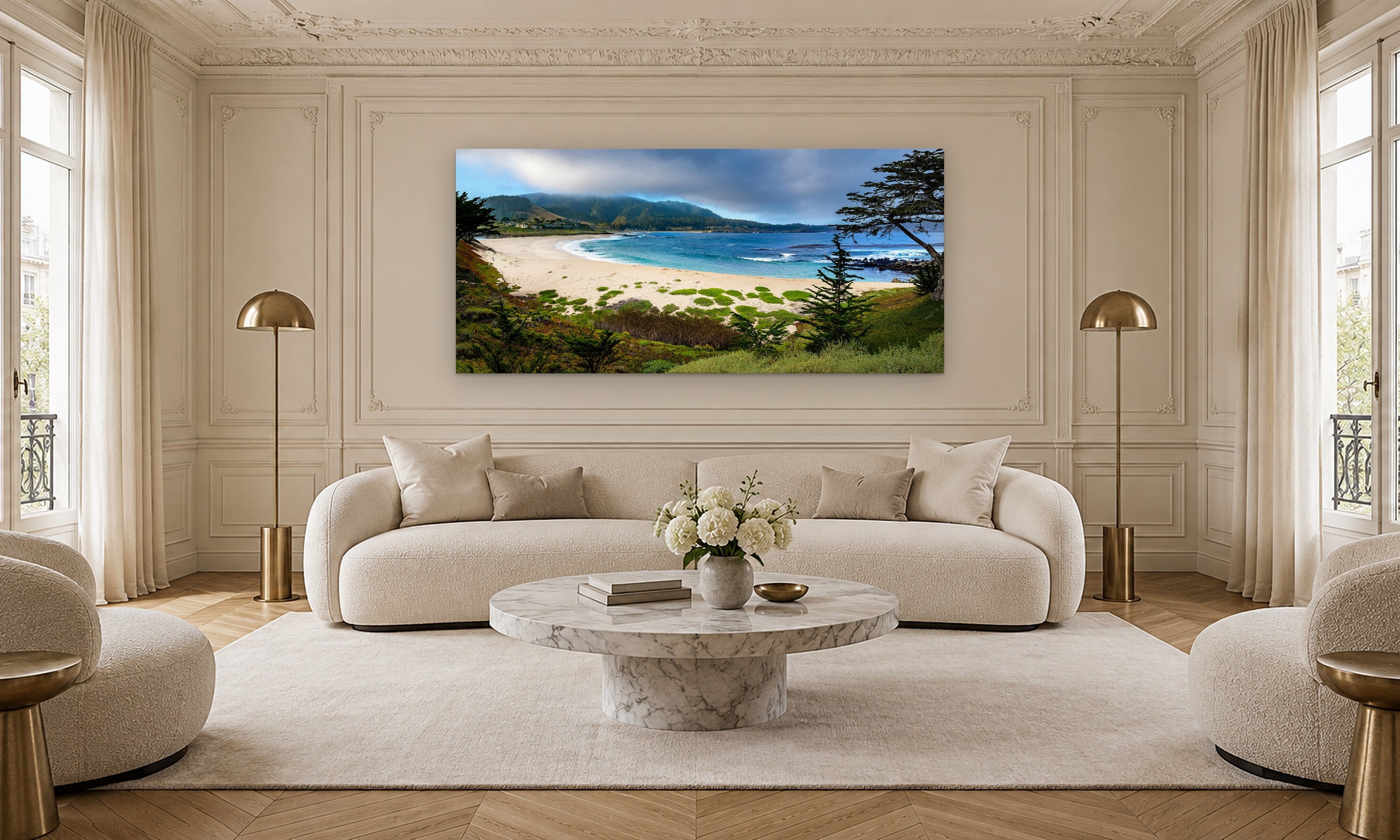 River Beach Sanctuary by Aaron Chang, shown in a Parisian living room