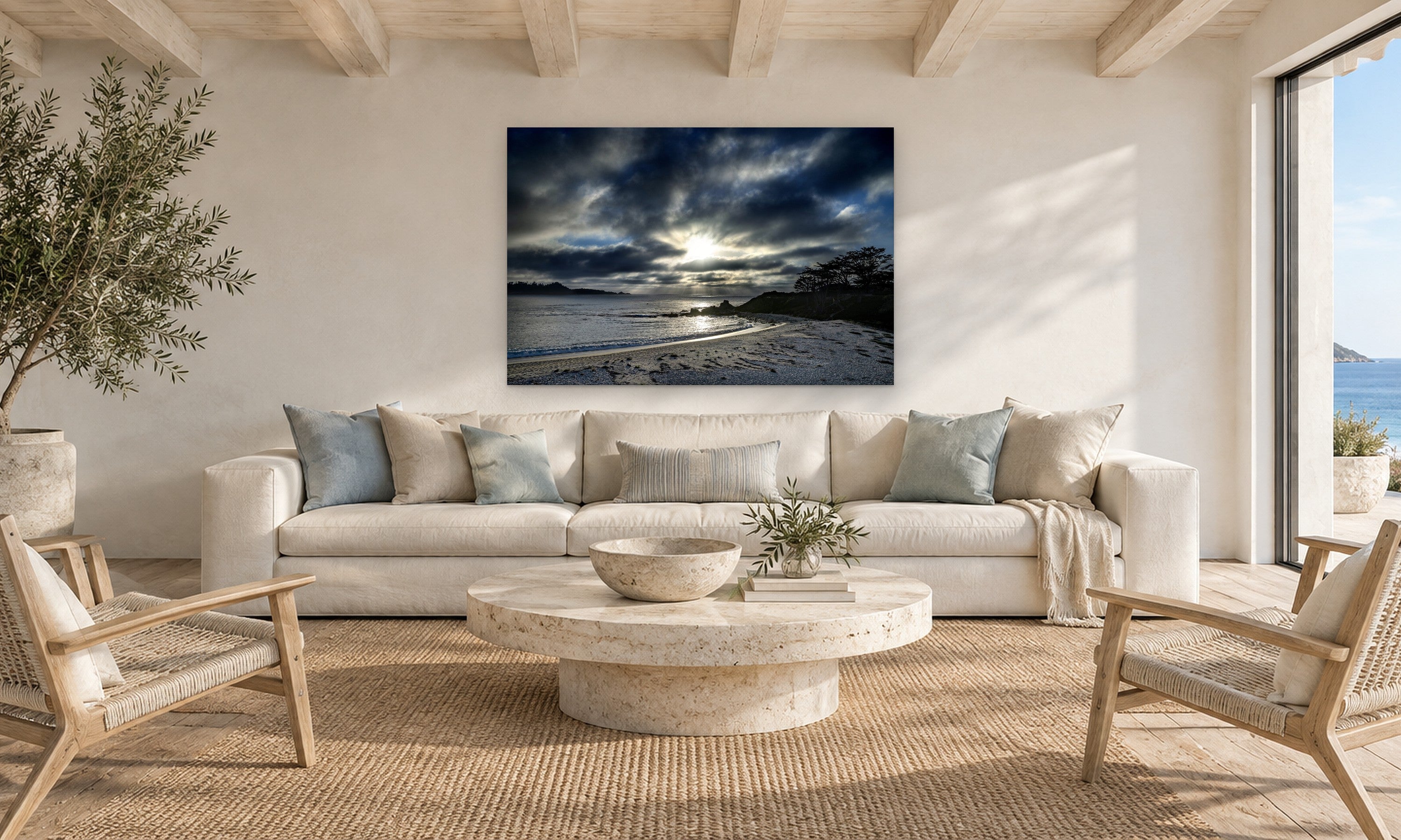 Transcendence by Aaron Chang, shown in a beach-house living room