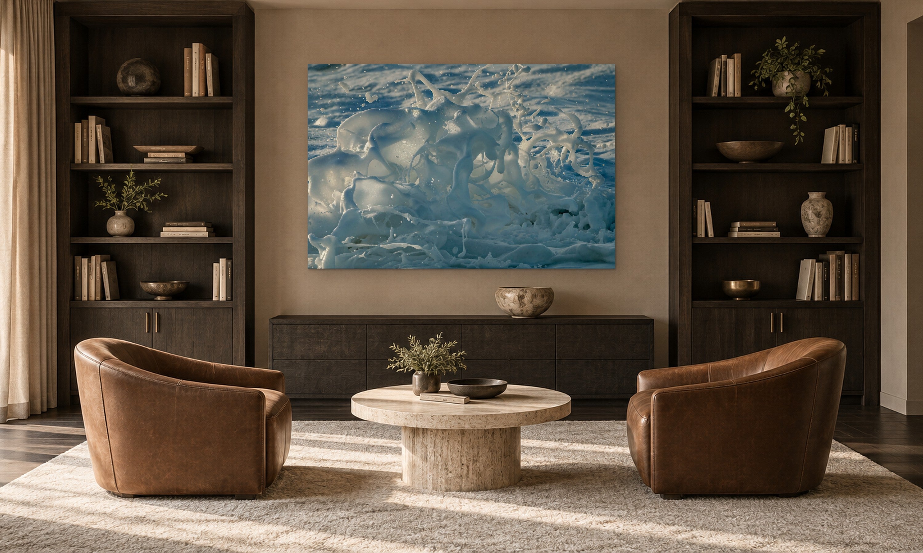 White Water Horses by Aaron Chang, shown in a library