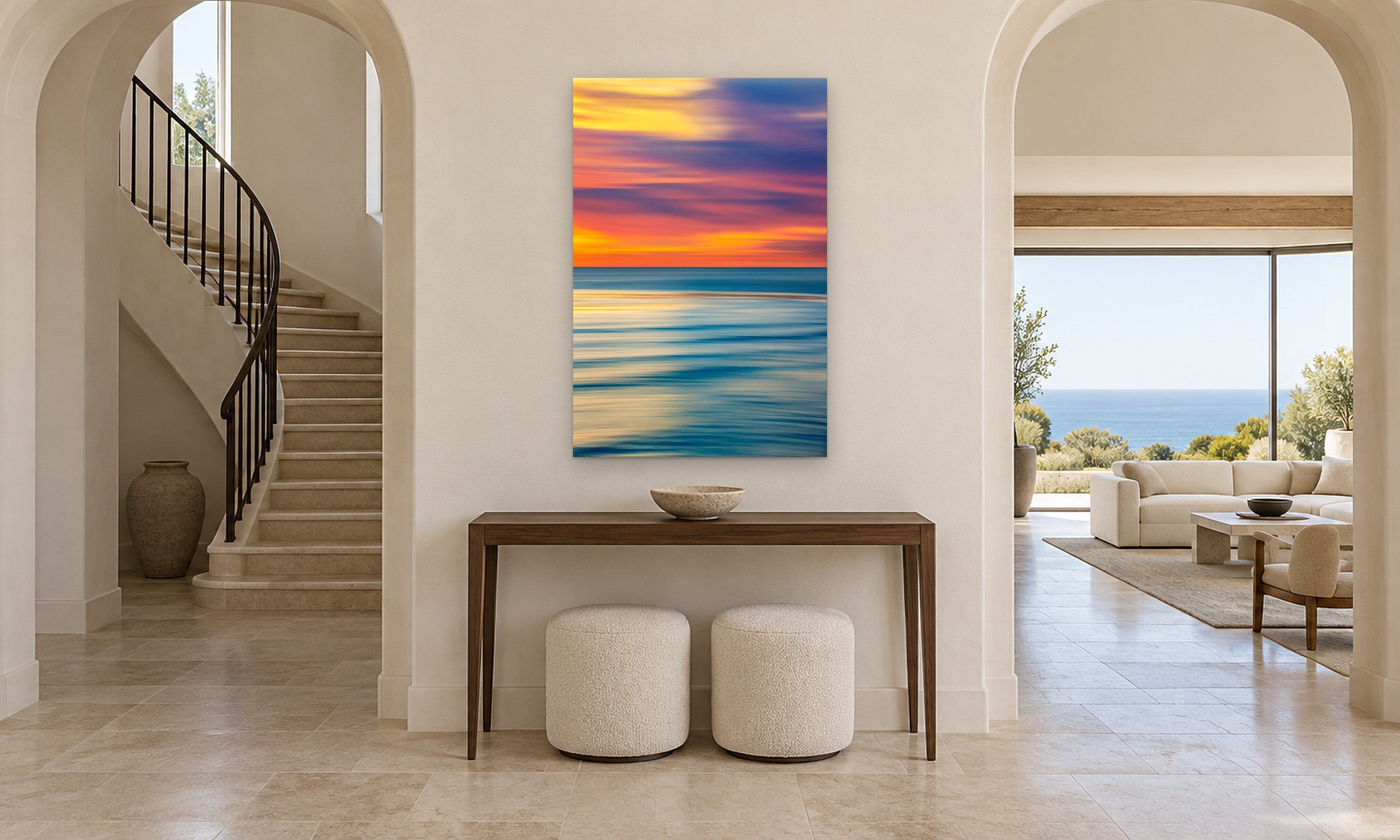 Pastel Swell by Aaron Chang, shown in an arched entry hall