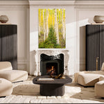Evergreen fine art print shown in a living room