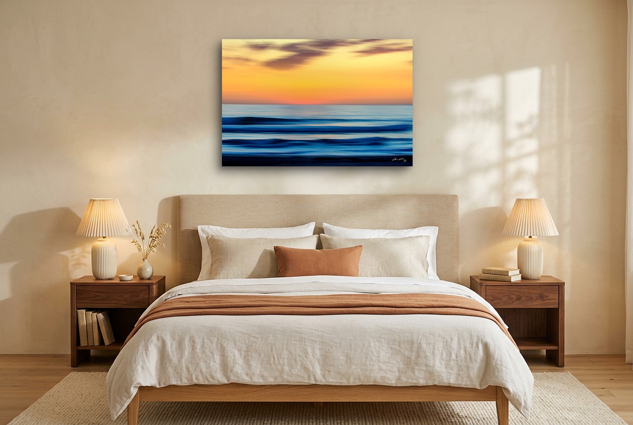 Last Surf 54" x 36" wall art in a modern bedroom