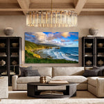 The Offering by Aaron Chang, shown in a living room with a chandelier