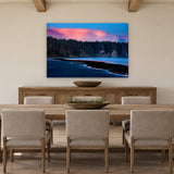 Second Beach Sunset by Aaron Chang, shown in a farmhouse dining room