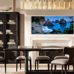 Secret Beach Night Pano by Aaron Chang, shown in a dining room