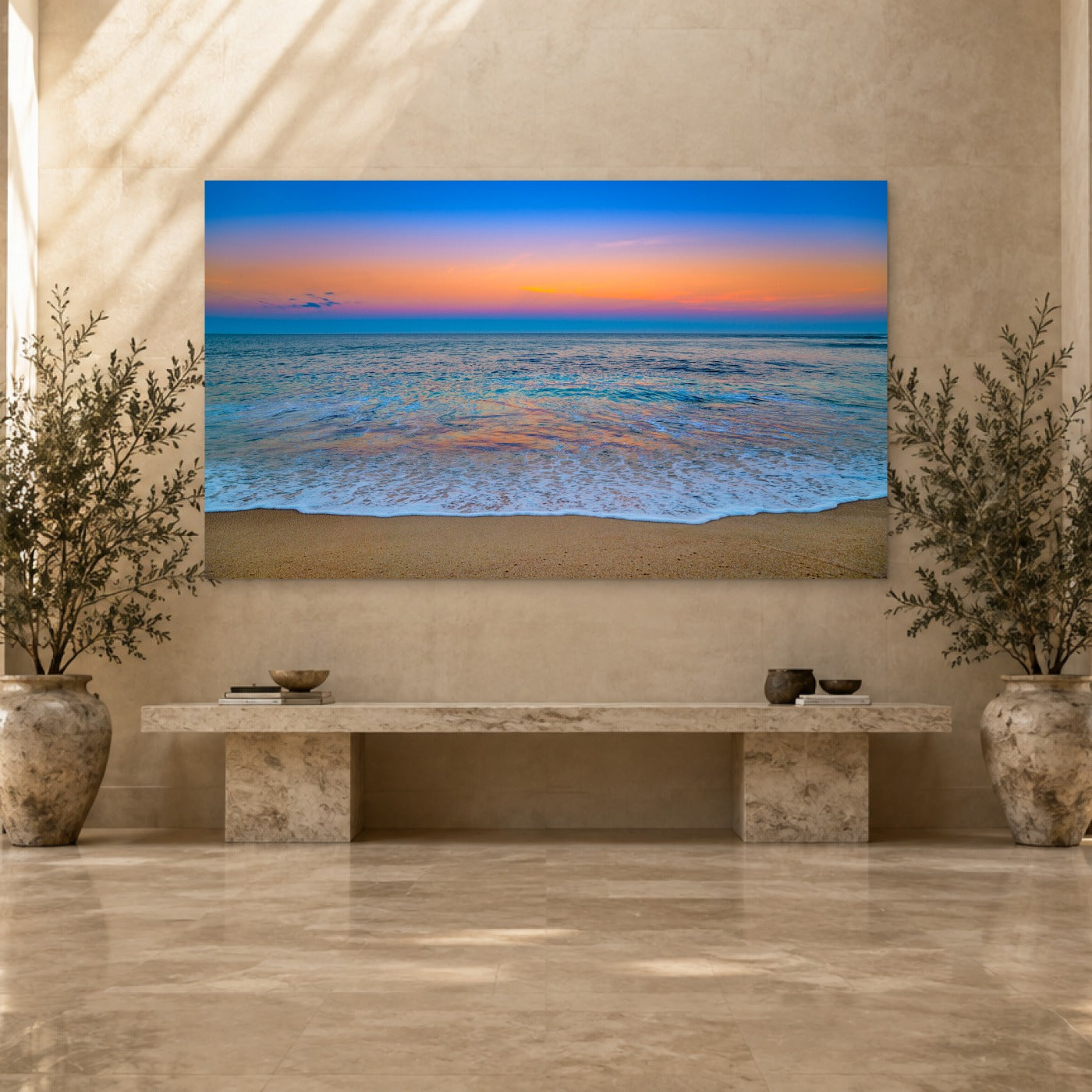Pastel Beach by Aaron Chang in a stone gallery entry