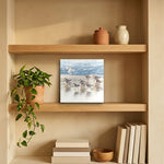 Piper Parade 12" x 12" wall art in an oak shelf niche