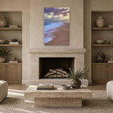 Beach Sand Vertical by Aaron Chang, shown in a living room with a stone fireplace