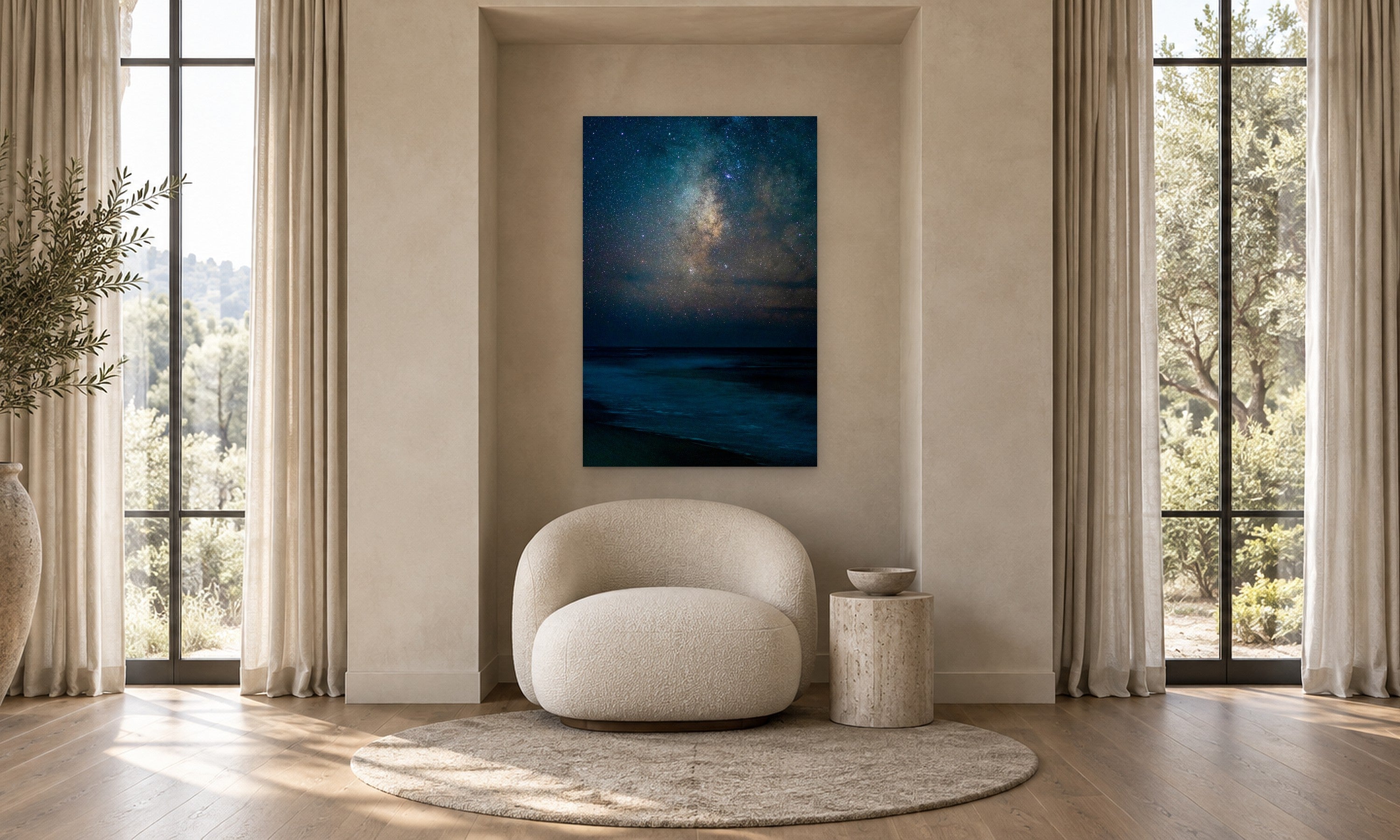 Big Sur Starry Night by Aaron Chang, shown in a reading alcove