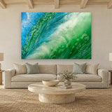 Bubbles by Aaron Chang, shown in a coastal living room