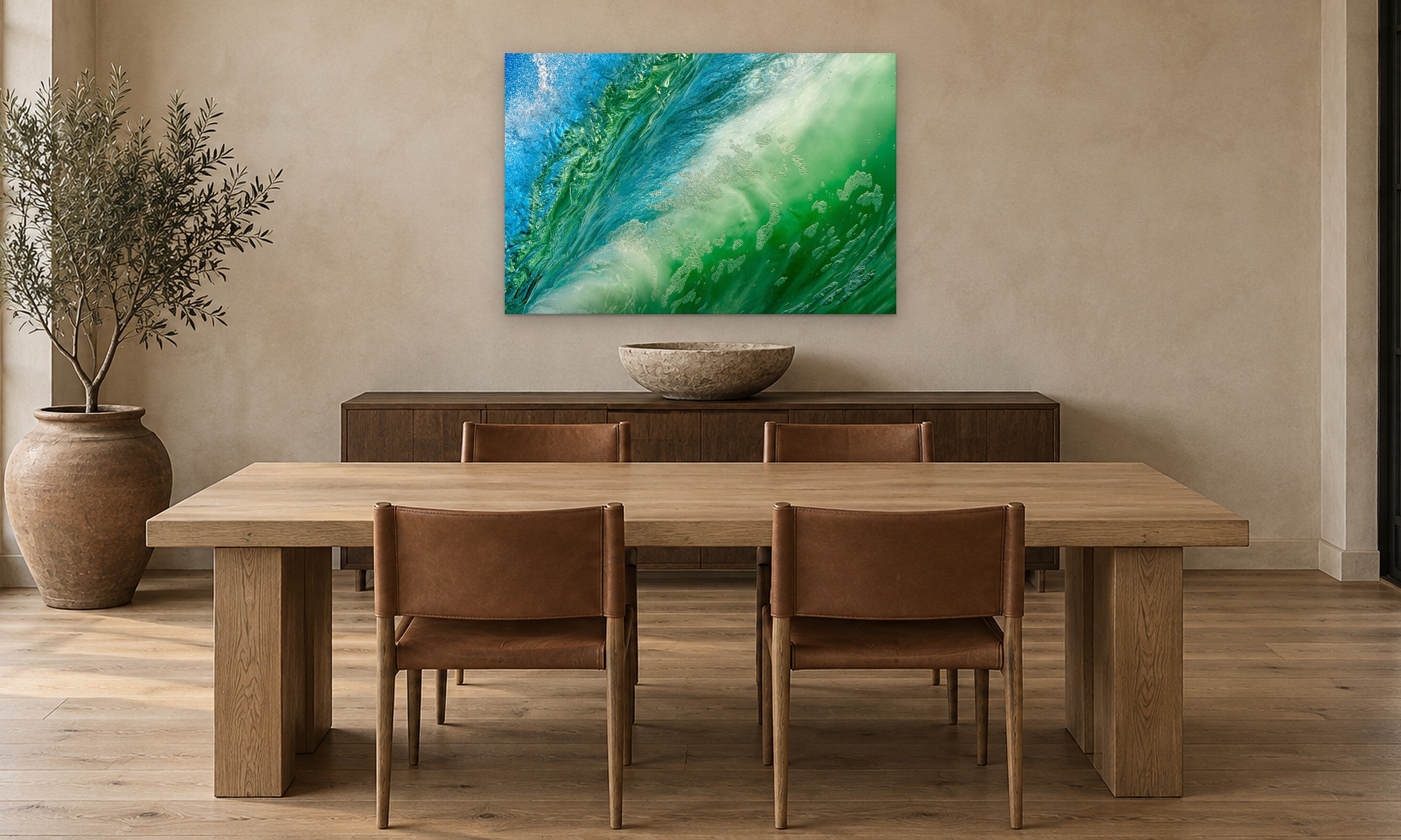 Bubbles by Aaron Chang, shown in a modern dining room
