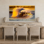 Golden Sunrise by Aaron Chang, shown in a coastal dining room