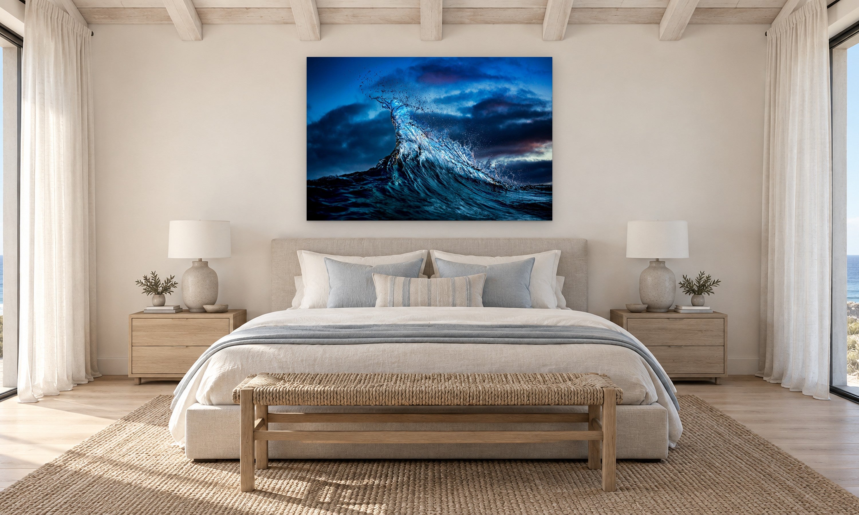Apex by Aaron Chang, shown in a coastal bedroom