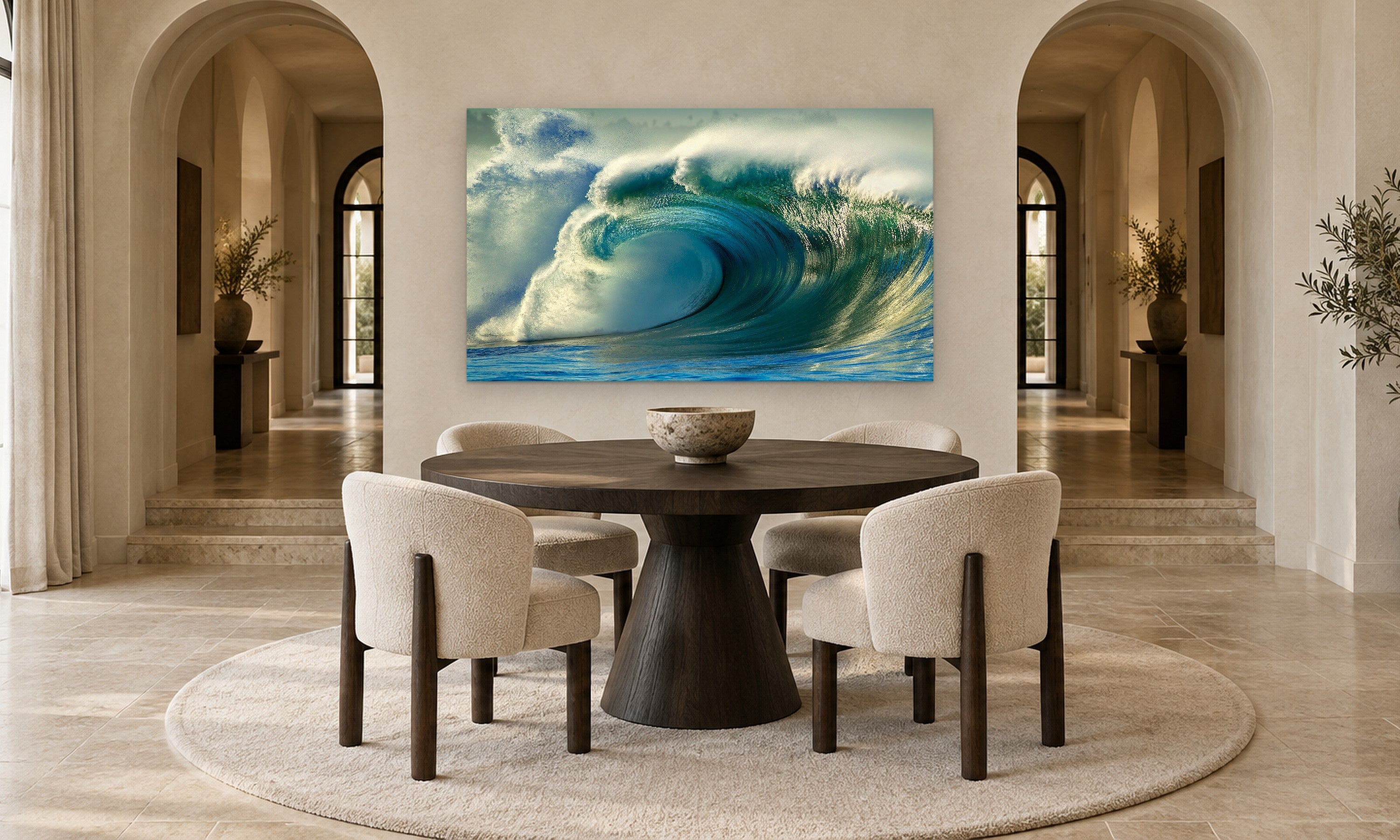 Morning Crest by Aaron Chang, shown in an arched dining room